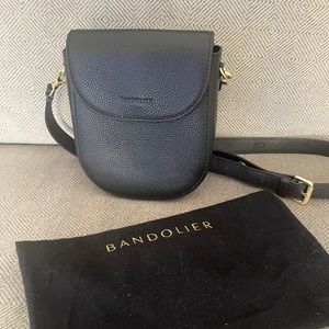 Bandolier Shay Purse and Strap black pebble leather with gold hardware